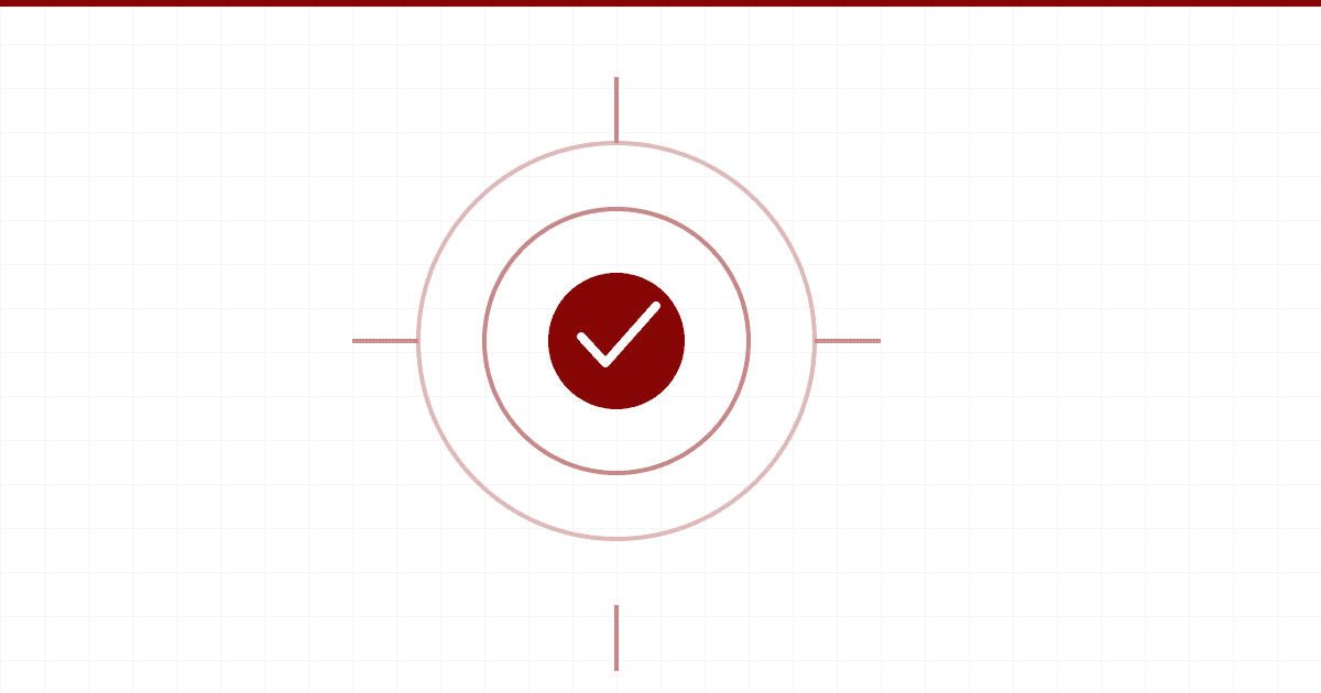 Ilustración de círculos concéntricos con una marca de verificación al centro, símbolo de registro